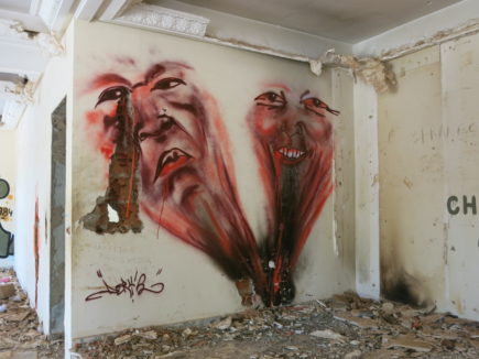 Graffiti depicting Blaise and François Compaoré inside the villa. (rcb)